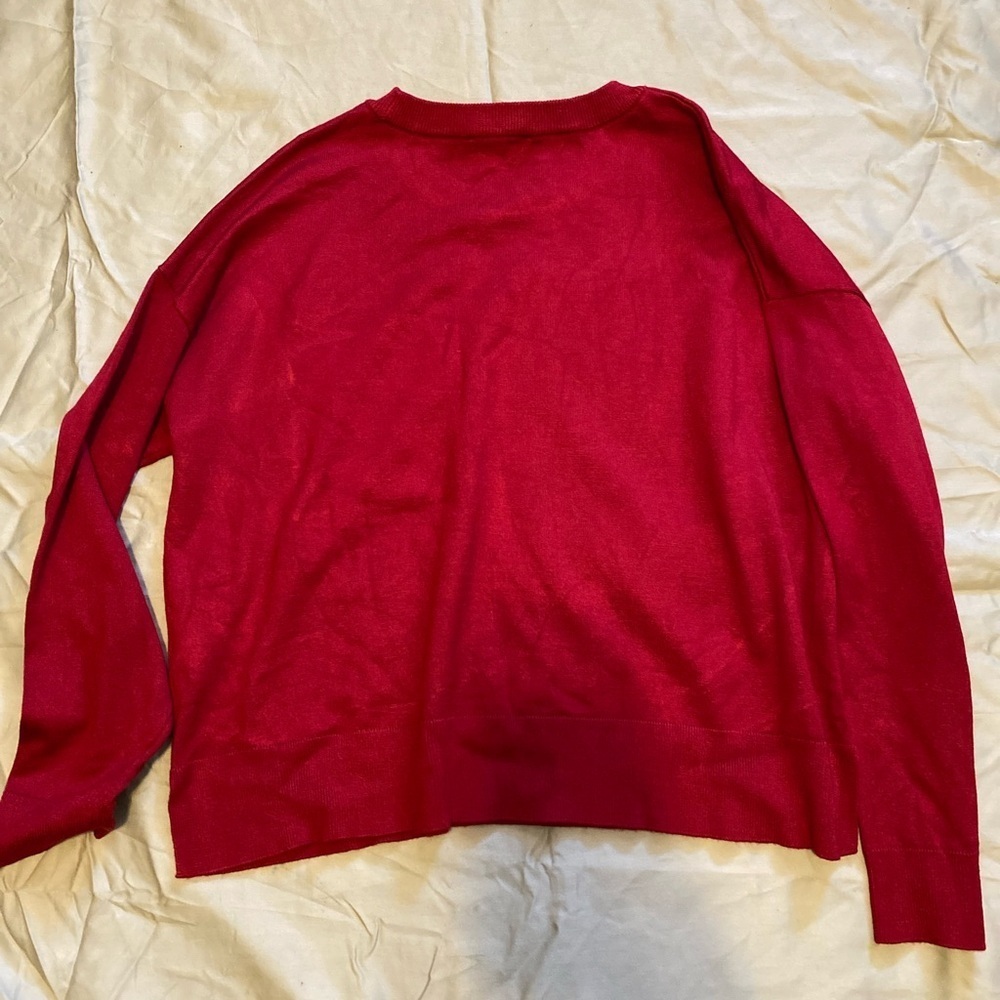 DKNY Vibrant Red Sweater with Sequin Accent - Size M - Picture 11 of 12